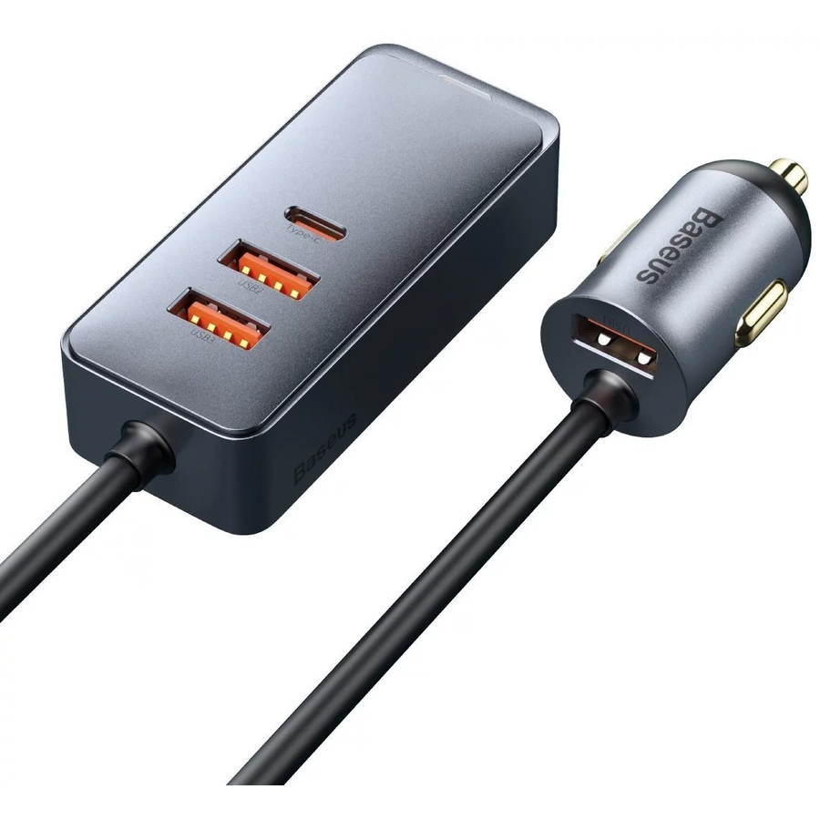Nabíjačka USB a USB-C do automobilového zapaľovača Baseus so 4 zásuvkami