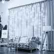LED svetelný záves 2x2 m s 8 programami, vnútorný a vonkajší, nastaviteľný - studená biela