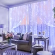 LED svetelný záves 2x2 m s 8 programami, vnútorný a vonkajší, nastaviteľný - studená biela