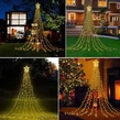 Vianočný  sveteľný vodopád s hviezdou, 8 programový, 360 LED, teplá biela