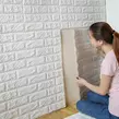 Obraz 1/10 - Samolepiaca nálepka na stenu s 3D dekorom s tehlovým efektom, biela tapeta 70x77x0,6 cm