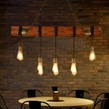 Veľká drevená závesná lampa v štýle Loft s 10 LED žiarovkami a kovaním - 120 cm