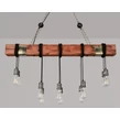 Veľká drevená závesná lampa v štýle Loft s 10 LED žiarovkami a kovaním - 120 cm