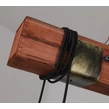 Veľká drevená závesná lampa v štýle Loft s 10 LED žiarovkami a kovaním - 120 cm