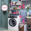 3-stupňový kovový policový systém nad práčku, biela - 163 cm