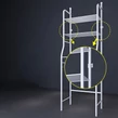 3-stupňový kovový policový systém nad práčku, biela - 163 cm
