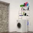 3-stupňový kovový kúpeľňový policový systém nad práčku, biela - 166 cm (plachta)