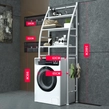 Obraz 2/9 - 3-stupňový kovový kúpeľňový policový systém nad práčku, biela - 166 cm (plachta)