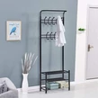 Kovový vešiak do predsiene s 3 úrovňami na topánky 185x80x30 cm - čierny