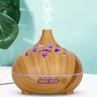 Aromaterapeutický odparovač s efektom dreva, ultrazvukový zvlhčovač vzduchu, difuzér vône s diaľkovým ovládaním - v tvare cibule, svetelný vzor