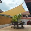 Obraz 2/8 - Tieniaca plachta - tienenie na terasu, balkón a záhradu v štvorcového tvaru 5x5 m pieskovej farby - polyester (vodeodolná)