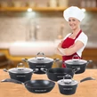 10-dielna súprava sada riadu Royalty Line so sklenenou pokrievkou, mramorový povrch, rl-5010blc, čierna