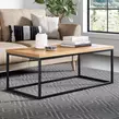Obraz 2/7 - Elite Home® Elegantný minimalistický konferenčný stolík s čiernym kovovým rámom a dubovou doskou
