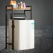 Elite Home® pevná kovová kúpeľňová polička s drevenou policou nad práčkou s horným plnením, čierna - 120 cm
