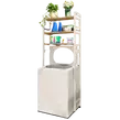 Obraz 5/5 - Elite Home® 3-poschodová kovová kúpeľňová polica s drevenými policami nad práčkou s horným plnením, biela - 182 cm
