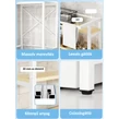 Elite Home® 2-úrovňová pevná kovová kúpeľňová polica s drevenými policami nad práčku, biela - 152 cm