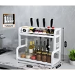 Dvojúrovňový kuchynský organizér Elite Home® s vešiakom a držiakom na nože