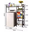 Elite Home® 4-poschodová pevná kovová kúpeľňová polica s drevenými policami nad práčkou s horným plnením, čierna - 134 cm