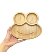 Obraz 3/9 - Elite Home® bambusový tanier v tvare žaby s prísavkou, detský príbor so silikónovou lyžičkou a vidličkou, sada 3 ks