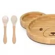 Obraz 4/11 - Elite Home® bambusový tanier v tvare medvedíka s prísavkou, detský príbor so silikónovou lyžičkou a vidličkou, sada 3 kusov