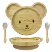 Obraz 1/11 - Elite Home® bambusový tanier v tvare medvedíka s prísavkou, detský príbor so silikónovou lyžičkou a vidličkou, sada 3 kusov