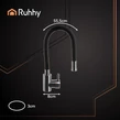 Flexibilný stojací kuchynský batériový kohútik s 360° flexibilnou silikónovou hadicou, nastaviteľnou výškou výtoku, INOX batériou a perlátorom