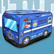 Obraz 4/6 - Detský stan na hranie so vzorom policajného auta, textilný nosič, 112x70x75 cm, modrý