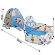 Obraz 3/7 - Skladací stan na hranie pre deti s tunelom, s loptičkovým ihriskom, 270x120x90 cm, bodky, modrá