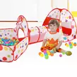 Obraz 3/8 - Skladací stan na hranie pre deti s tunelom, s loptičkovým ihriskom, 270x120x90 cm, bodky, červená farba