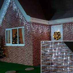 180 LED 8 programových vianočných svetielok, 8,5 m, 8,5 m šnúra žiaroviek - studená biela