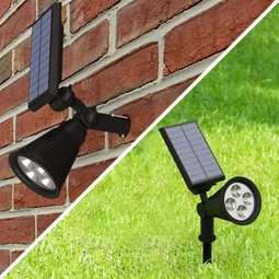 Solárny panel, zásuvná alebo nástenná solárna lampa, čierna