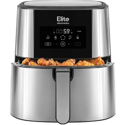 Fritéza Elite® 8 l + kniha receptov, 1800W teplovzdušná fritéza bez oleja s digitálnym displejom, elegantný kryt z nehrdzavejúcej ocele