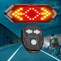 Batériové zadné LED svetlo na bicykel s indikátorom, zvukovými a svetelnými signálmi, diaľkové ovládanie
