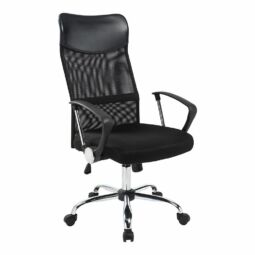 Ergonomická kancelárska stolička s vysokým operadlom v čiernej farbe s chrómovými nohami