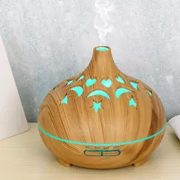 Aromaterapeutický odparovač s efektom dreva, ultrazvukový zvlhčovač vzduchu, difuzér vône s diaľkovým ovládaním - v tvare cibule, svetelný vzor