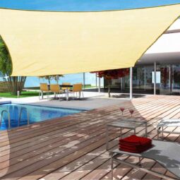 Slnečná plachta - tienenie na terasu, balkón a záhradu 3x3 m béžová - HDPE pevný materiál