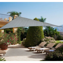 Slnečná plachta - tienenie na terasu, balkón a záhradu trojuholníková 3x3x3 m vo farbe grafit - pevný materiál HDPE
