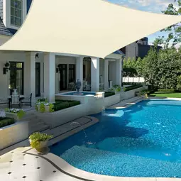 Slnečná plachta - tienidlo na terasu, balkón a záhradu 2x3 m béžová - polyester (nepremokavá)