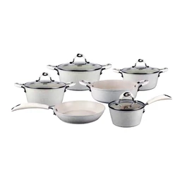 10-dielna súprava sada riadu Royalty Line so sklenenou pokrievkou, mramorový povrch, rl-5010crm, biela