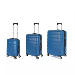 Royalty Line Sada 3 pevných kufrov so 4 dvojitými kolieskami, modrá