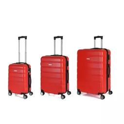 Royalty Line Sada 3 pevných kufrov so 4 dvojitými kolieskami, červená