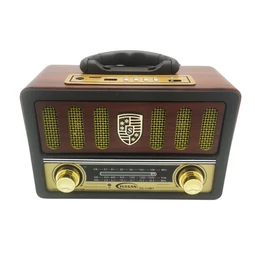 Rádio FM/AM/SW napájané z batérie s pripojením USB a AUX, MP3 prehrávač s diaľkovým ovládaním, tmavohnedá farba