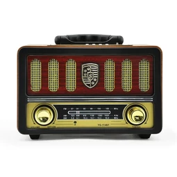 Rádio FM/AM/SW napájané z batérie s pripojením USB a AUX, MP3 prehrávač s diaľkovým ovládaním, svetlohnedá farba