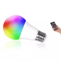 Diaľkovo ovládaná RGBW LED 10W žiarovka E27 s farebným a bielym svetlom