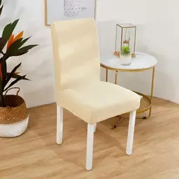 Pružný, elastický poťah na jedálenskú stoličku, chránič stoličky, odolný, prateľný 1 kus, béžová farba