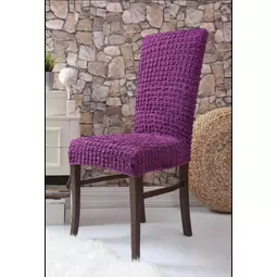 Pružný, elastický poťah na jedálenskú stoličku, poťah na sedadlo, chránič stoličky, odolný, prateľný, 3 kusy, fialový