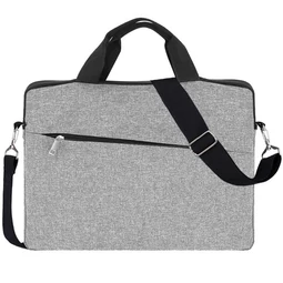 Taška na notebook pre 12-14" notebook alebo tablet, taška cez rameno, zapínanie na zips, látka, sivá