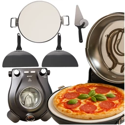 Kompaktná elektrická pec na pizzu s 5 stupňami teploty, okienkom, keramickou doskou na pizzu a príslušenstvom