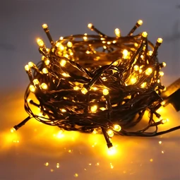 Vianočné LED reťazové svetlá, 500 LED diód, dĺžka 35 m, teplá biela farba, 8 svetelných efektov, IP44 