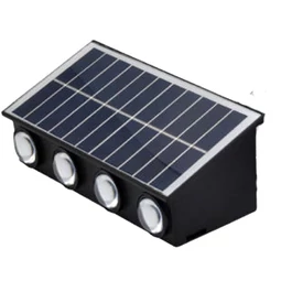 Nástenná, vonkajšia, solárne napájaná, dobíjateľná LED lampa, 8 LED